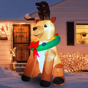 Inflables de Navidad Decoraciones de Exterior Reno 7FT LED Gigante Decoración de Ciervos de Navidad - Imagen 1 de 6