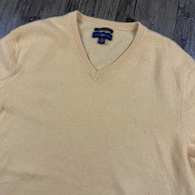 Suéter Club Room Estate Cachemir Hombres XL Naranja Pullover Cuello en V 100% Cachemira Foto 1 de 4