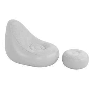 Inflatable Lounge With Footstool PVC Flocking Water Proof Folding Blow Up E6SH - Picture 1 of 24