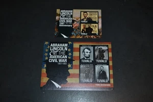 TUVALU SCOTT #1158-1159 ABRAHAM LINCOLN CIVL WAR SOUVENIR SHEET MNH SET OF 2 - Picture 1 of 1