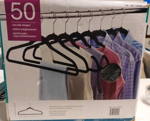 50-Pack Non-Slip Clothes Hangers – Item #1193759 – Slim Velvet Design – Black - Picture 1 of 7