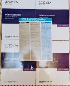 2022 CFA Level 1 Exam Prep Books -Bks 1, 3, 4, 5+ QuickSheet Kaplan Schweser VG - Picture 1 of 1