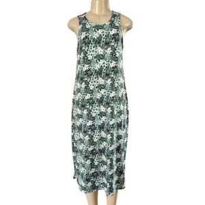 Cynthia Rowley Midi Dress Pale Green Palm Leaves Floral Tropical Sleeveless M - Picture 1 of 14