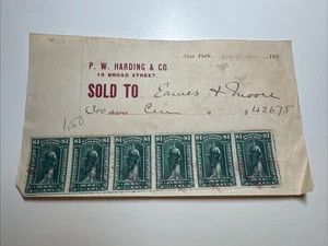 R173 - P. W. Harding & Co - Stock Sales Receipt - New York NY - 1899 - Picture 1 of 1