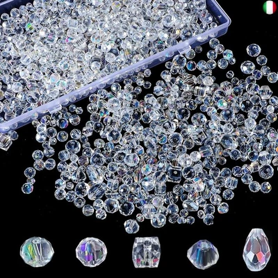 1100 Pezzi Perline di Vetro, 4/6/8mm Perline Cristallo Perline Sfaccettate - Immagine 1 di 4