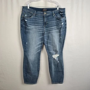 Torrid Mid Rise Skinny Vintage Jeans Women's 22 R Blue Stretch Distressed New* - Picture 1 of 19