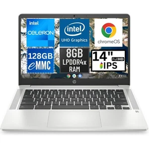 HP Chromebook 14a-na1093cl 14" Laptop Intel Celeron N4500 8GB RAM 128GB eMMC - Afbeelding 1 van 6