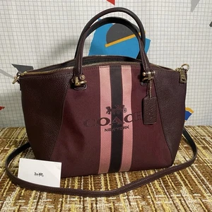 Coach Horse and Carriage Prairie Satchel Oxblood Handle Bag Stripe 69646 - Bild 1 von 23