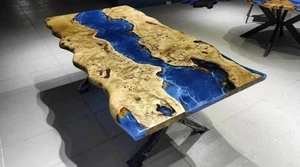 Handmade Ocean Epoxy Resin Table – Blue Wave Beach Coffee Table - Picture 1 of 11