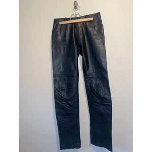 Vintage USA men’s black leather pants Jose brand size 34 (actual:31x34) - Picture 1 of 7
