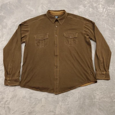 Kuhl 衬衫男式 XL 棕色有机棉纽扣户外休闲翻盖口袋 — 第 1/4 张图片
