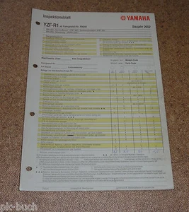Hoja De Inspección Yamaha YZF - R1 Tipo RN091 Año 2002 - Imagen 1 de 1