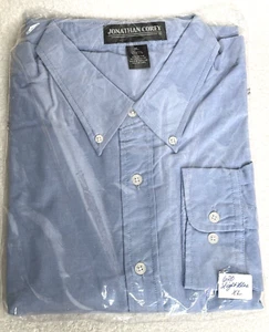 Jonathan Corey Shirt Blue Long Sleeves Button Up Men's Sz XL 17-17.5 NEW Sealed - Picture 1 of 4