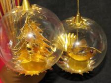 Vtg West Germany ~ TREE w glass bead & HUMMINGBIRD ~ GOLD Ornaments Blown Glass