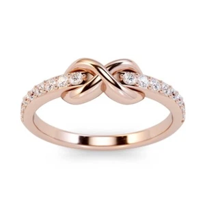 0.25Ct Lab-Grown Diamond Set Infinity Knot Wedding Band Ring 14K Rose Gold - Picture 1 of 5