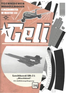 Kartonmodell Lockheed SR 71 Blackbird 1:33 Geli - Bild 1 von 1