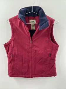 LL Bean Womens Size S Red Windbreaker Vest Full Zip Fleece Interior High Collar - Picture 1 of 6