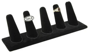 5 Finger Ring Display Black Velvet Ring Holder Jewelry Ring Display Stand 2 1/2h - Picture 1 of 1