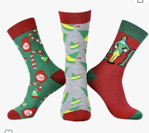Mens crew socks 8-12 Elf The Movie Buddy  gift boxed - Picture 1 of 3