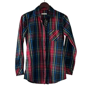 Orvis Size 6 Plaid Tartan Button Up Shirt Rhinestones Bling Holiday Top EUC - Picture 1 of 9