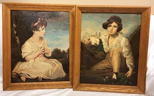 VIntage 60s Paint By Number Completed Artwork Boy and Rabbit Raeburn PBN - Picture 1 of 12