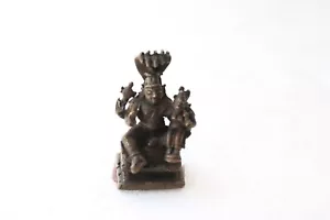 Vintage Old Hand Crafted Copper Holy God Vishnu Laxmi Statue Figurine NH3023 - Picture 1 of 10