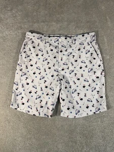 Roundtree&Yorke Performance Shorts 38 White Golf Cart Trophy All Over Print - Picture 1 of 9
