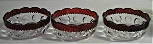 EAPG *** 3 RUBY STAINED BELLED TOP (( KINGS CROWN )) BERRY BOWLS.. - Picture 1 of 7