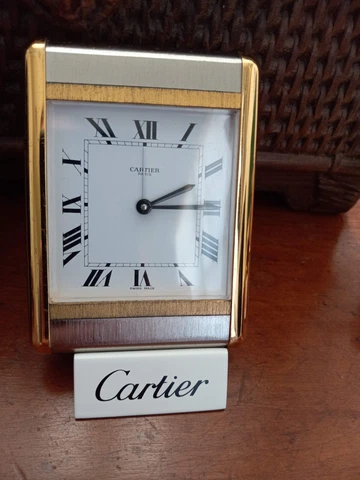 *** Cartier " Tank " Alarm clock Complete with / red box Good= Condition *** Cover