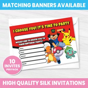 POKEMON INVITATIONS BIRTHDAY POKEMON PARTY INVITES - Picture 1 of 4