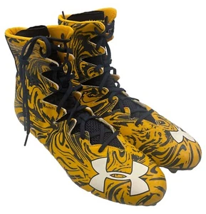 Under Armour Football Cleats Highlight Gold Blue Mens Size 15 - Picture 1 of 11