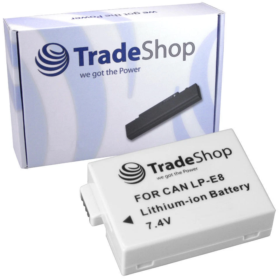 TRADE-SHOP Akku 1300mAh für Canon EOS 600D 600-D EOS600D 600 D LP-E8 LPE8