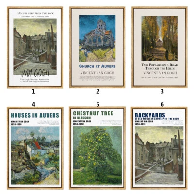 Arte de pared en lienzo con impresión de paisaje enmarcado de Vincent Van Gogh Foto 1 de 2