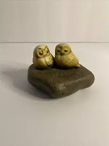 SCHÖNE DEGA SELTENE DOPPELEULEN AUF SCHWARZEM STEIN SIGNIERT - Bild 1 von 8