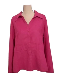 Cato Woman's Pink Button Down Suede Like Top Shirt Blouse Size 18 XL in EUC - Picture 1 of 11