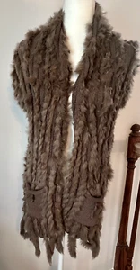 Echt Kaninchenfell Strick Shrug Tuch Schal braun One Size - Bild 1 von 4