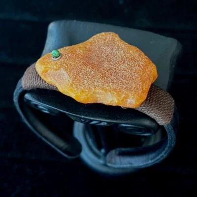 天然奶油糖果波罗的海琥珀袖口手链,皮革手镯 尺寸可调节 — 第 1/4 张图片