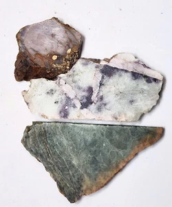 3 Slabs w AZ Agate and AZ Green Quartz and Spodumene Lepidolite in Quartz  BB8 - Picture 1 of 6
