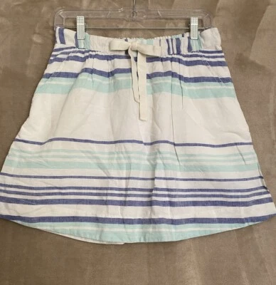Falda Gap Mezcla de Lino Mujer Pequeña Blanca Azul Rayas Forrada Preppy Informal Playa Foto 1 de 4