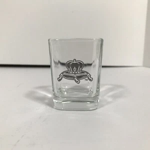 Crown Royal Clear 2.5 in 1.5 oz Shot Glasses White Etched Crown Pillow Logo - Picture 1 of 10