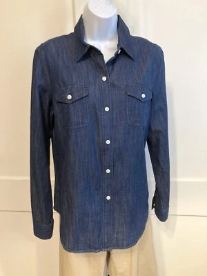 Blusa Jones New York Sport Talla M Azul Denim Camisa Abotonada Manga Larga Foto 1 de 4
