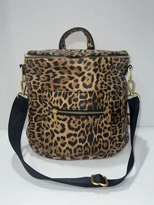 Leopard Print Fawn Design Diaper Bag, Purse Backpack Vegan Leather Backpack NEW - Picture 1 of 16