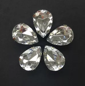 5 x XL Chunky Sew-On Acrylic Pear/Teardrop Faceted Rhinestone 18x25mm Crystal. - Picture 1 of 2