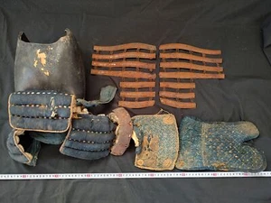 Authentic Edo Japanese Antique SAMURAI YOROI body? Armor and parts set-f1108-6 - Picture 1 of 24