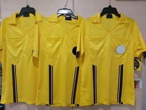 Lot of 3 Brava Adult Referee Jersey Soccer Football Size S Yellow Black   UHL - Picture 1 of 3