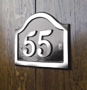 Deluxe Arched House Number Sign - Black & Chrome