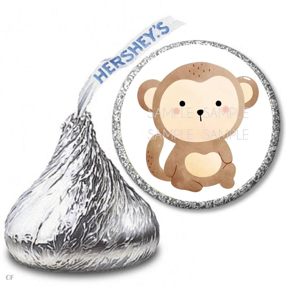 108 adorables pegatinas envoltorios de caramelos Hershey Kiss Favores de Baby Shower de mono Foto 1 de 1