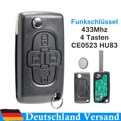 Funk Schlüssel 433Mhz für Peugeot 807 1007 Citroen C8 2008 2009 2010 2011 2012