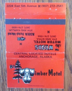 ANCHORAGE, ALASKA MATCHBOOK COVER: TIMBER MOTEL WOODS MOTOR HOTEL KOBUK HOTEL -A - Picture 1 of 2