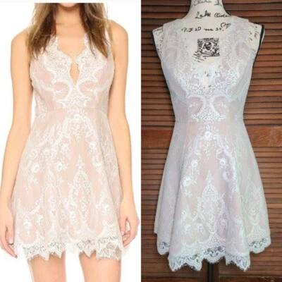 Nuevo Vestido Stylestalker Island of Love Encaje Superpuesto Círculo Para Mujer Pequeño Marfil Foto 1 de 4